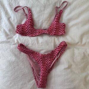 Triangle Pink Crochet Bikini Set
